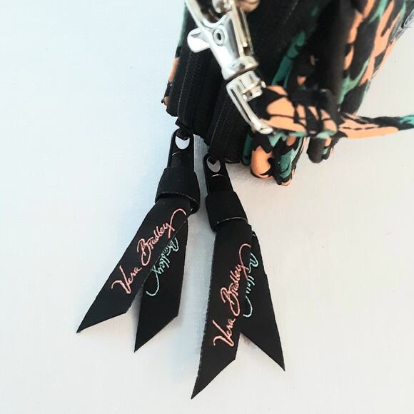 Vera Bradley Mini Crossbody Bag Wallet Black Orange Green Hounsthooth Pattern - Picture 4 of 7